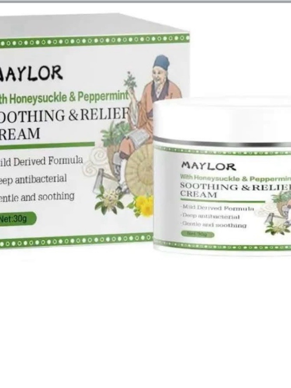 Maylor Soothing & Relief Cream with Honeysuckle & Peppermint - White/Green